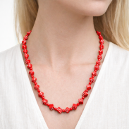 KORALE CZERWONE DŁUGIE NIEROZPINANE „KOSTKI” 92 CM (0612-12 S) - 2