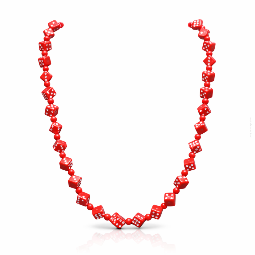 KORALE CZERWONE DŁUGIE NIEROZPINANE „KOSTKI” 92 CM (0612-12 S)