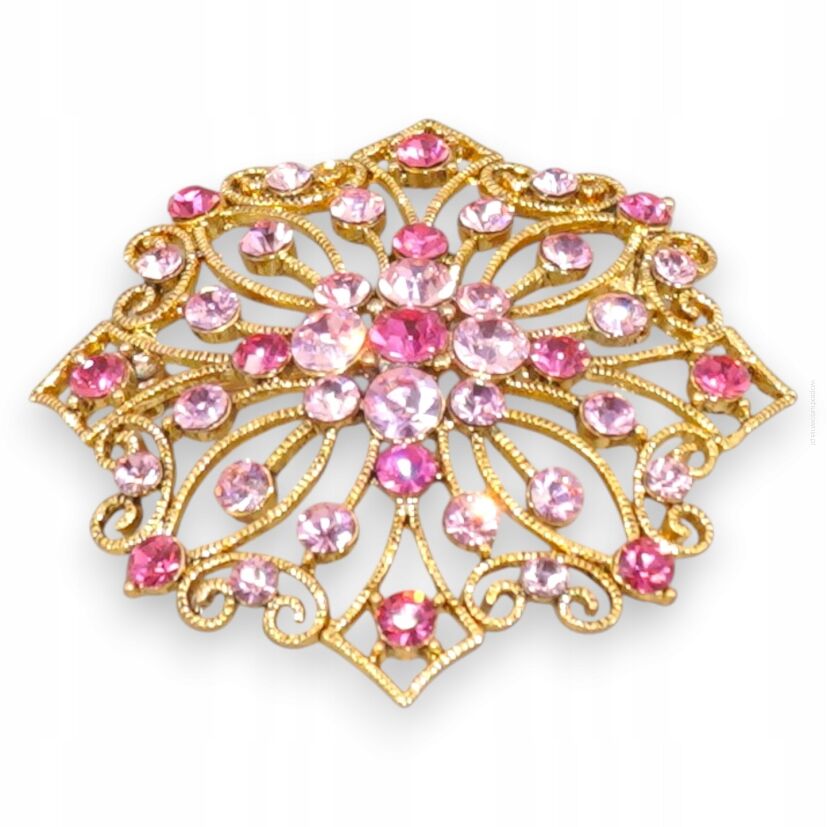 BROSZKA OZDOBNA METALOWA Z CYRKONIAMI                                  (8921 SA)