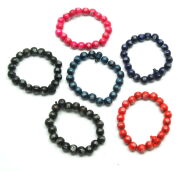 BRANSOLETKI DREWNIANE Z KORALIKAMI 6 SZTUK                        (4104 SAM) - 2