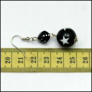 KOMPLET BIŻUTERII KORALE + KOLCZYKI CZARNO-BIAŁY GWIAZDKI 0665-56 - 3