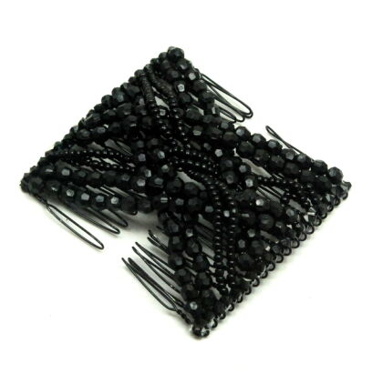 SPINKA DO WŁOSÓW MAGIC COMB CZARNA 7,5 CM – ELASTYCZNY GRZEBIEŃ Z KORALIKAMI 0028-596