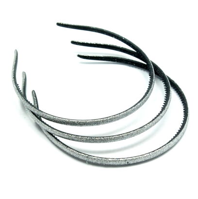 OPASKI DO WŁOSÓW OZDOBNE CIENKIE BROKATOWE SREBRNE 6 SZTUK (2325 SA)