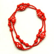 KORALE CZERWONE W BIAŁE KROPKI 90 cm                                                                       0611-74 - 2
