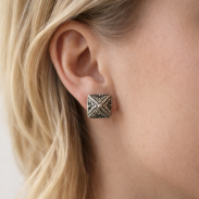 KOLCZYKI NA PALETCE METALOWE KWADRATOWE (12 PAR) 0605-22A - 3