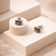 KOLCZYKI NA PALETCE METALOWE KWADRATOWE (12 PAR) 0605-22A - 4