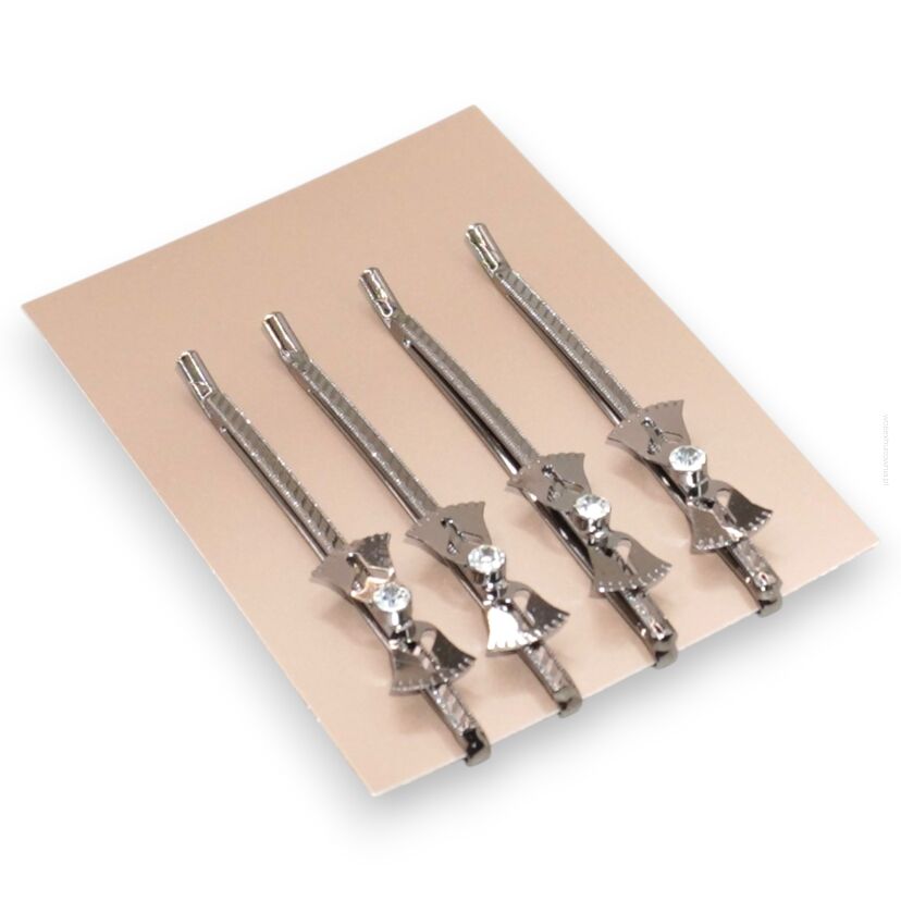 WSUWKI DO WŁOSÓW OZDOBNE SREBRNE KOMPLET 4 SZTUKI                           (5992-14 SA)