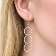 KOLCZYKI WISZĄCE 3 KOŁA SREBRNE-CIEMNIEJSZE STREET STYLE 0604-68 - 2