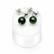 KOLCZYKI KLASYCZNE WISZĄCE PEREŁKI ZIELONE 0615-24 - 2