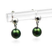 KOLCZYKI KLASYCZNE WISZĄCE PEREŁKI ZIELONE 0615-24 - 3