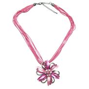 WISIOR / NASZYJNIK NA SZNURECZKACH Z RÓŻOWYM KWIATEM                                                 (WISZ-18 SAH) - 3