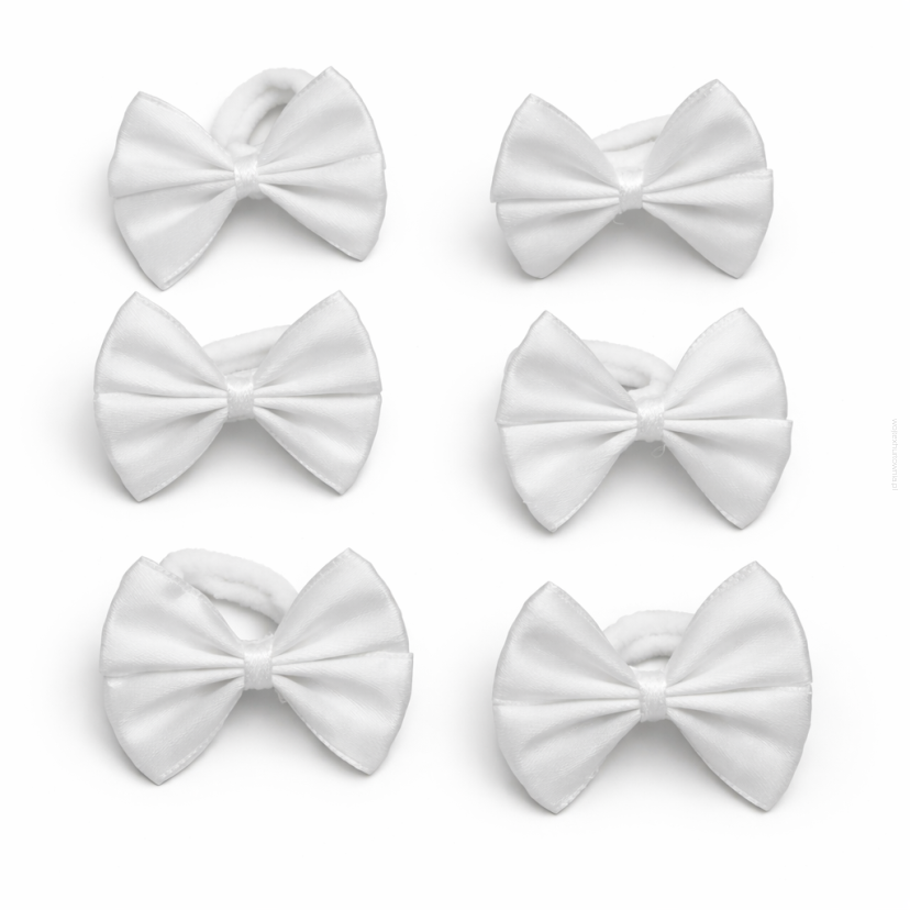 GUMKI DO WŁOSÓW KOKARDKI KOMUNIJNE BIAŁE 6 SZTUK (0009-8 g SAH)