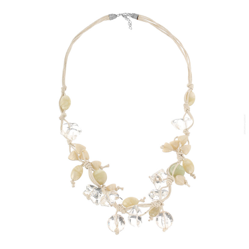 NASZYJNIK /WISIOR BEŻOWY Z KORALIKAMI                                                                (0643-1019 SAH)