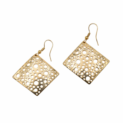 KOLCZYKI METALOWE WISZĄCE W KSZTAŁCIE ROMBU                                         (0611-1059 SA)