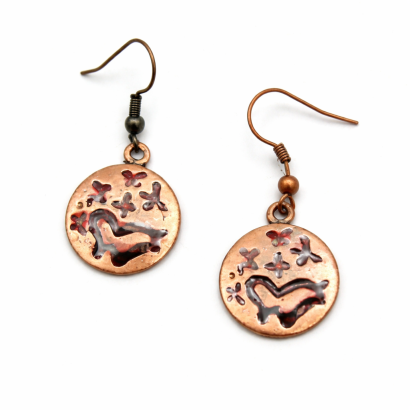 KOLCZYKI WISZĄCE KOŁA PEŁNE KOLOR MIEDZI ETHNIC / BOHO / VINTAGE 608-268