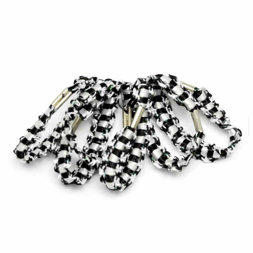 GUMKI DO WŁOSÓW Z BLASZKĄ CZARNO -BIAŁE (KPL.6 SZT) 0045d