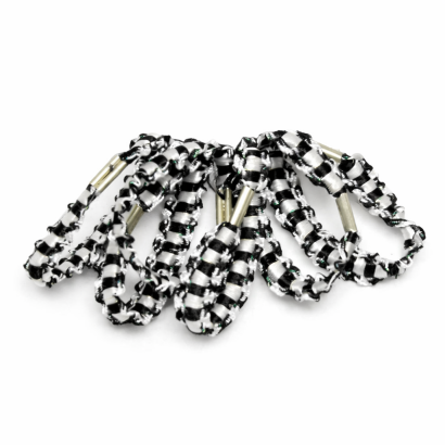 GUMKI DO WŁOSÓW Z BLASZKĄ CZARNO -BIAŁE (KPL.6 SZT) 0045d