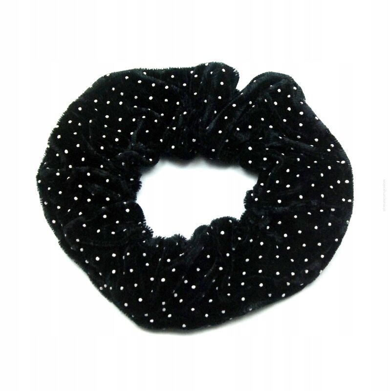 GUMKA DO WŁOSÓW SCRUNCHIE CZARNA W KROPKI                                                       (0103-500-1 SAH)