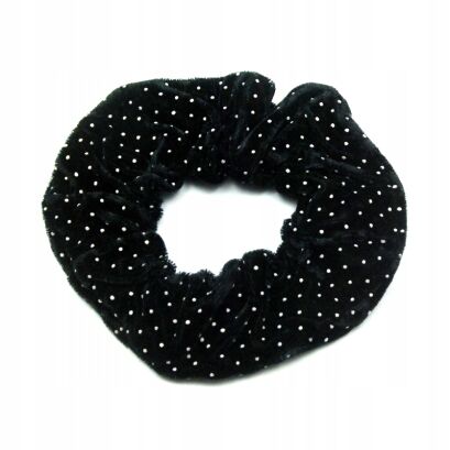 GUMKA DO WŁOSÓW SCRUNCHIE CZARNA W KROPKI                                                       (0103-500-1 SAH)