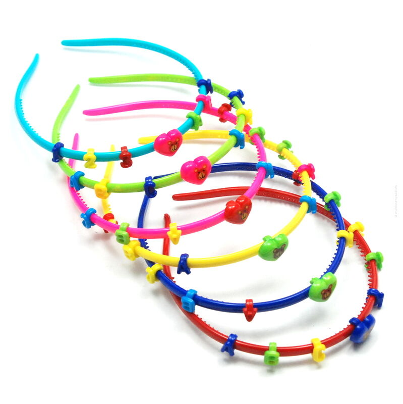 OPASKI DO WŁOSÓW SERCA DZIECIĘCE KOLOROWE 6 SZTUK (8913 SA)