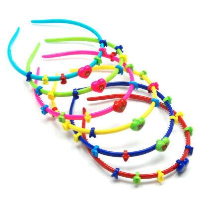 OPASKI DO WŁOSÓW SERCA DZIECIĘCE KOLOROWE 6 SZTUK (8913 SA)