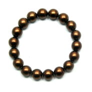 BRANSOLETKA KLASYCZNA  BRĄZOWA Z PEREŁEK JABLONEX (BRPR-18 SAH) - 2