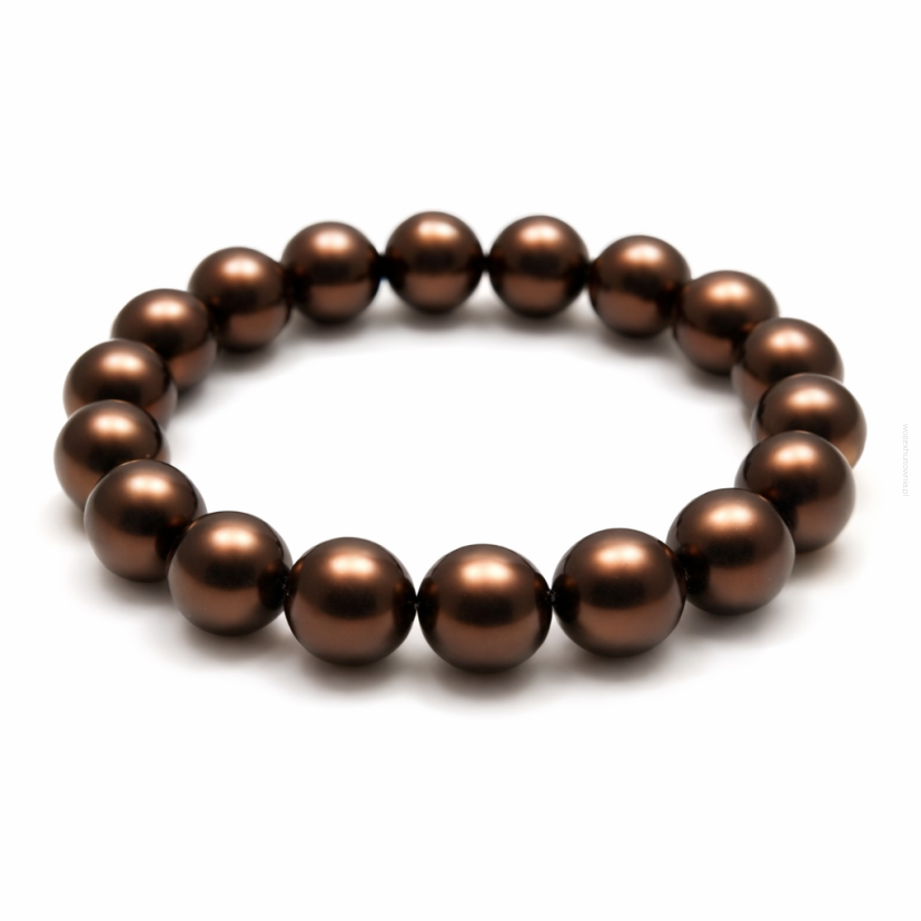 BRANSOLETKA KLASYCZNA  BRĄZOWA Z PEREŁEK JABLONEX (BRPR-18 SAH)