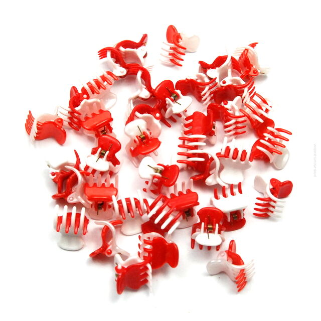 SZCZĘKI / KRABIKI MAŁE BIAŁO-CZERWONE 50 SZTUK                                                        (0146-515 SAM 3)