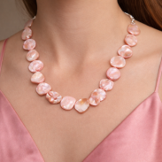 NASZYJNIK / WISIOREK RÓŻOWY Z MASY PERŁOWEJ (341LO2-2 SAM C) - 2