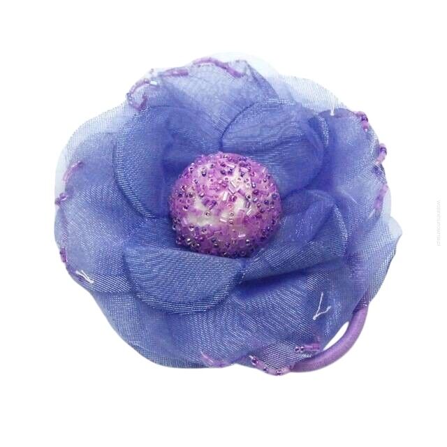 BROSZKA DAMSKA / GUMKA DO WŁOSÓW Z FIOLETOWYM KWIATEM 0615-760