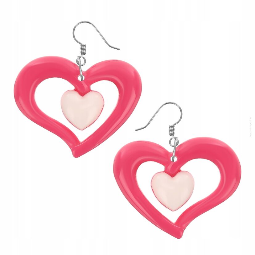 KOLCZYKI RÓŻÓWE WISZĄCE SERCA                                                       (0665-1010-1)