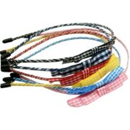 OPASKI DO WŁOSÓW METALOWE Z KOKARDKAMI W KRATKĘ 12 SZTUK (0294-80 SA) - 2