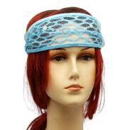 OPASKA NA GŁOWĘ ELASTYCZNA DAMSKA NA GUMCE NIEBIESKA (8802-3 SAM) - 3