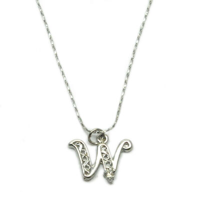 NASZYJNIK METALOWY Z ZAWIESZKĄ  LITERKA "W"                                                                           (0608-503)