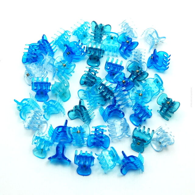 SZCZĘKI / KRABIKI MAŁE TRANSPARENTNE MIX NIEBIESKI 50 SZTUK                                                       (0146-516 SAH)