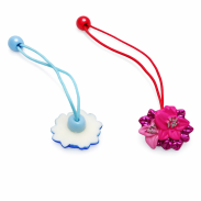 GUMKI DO WŁOSÓW DZIECIĘCE Z KWIATKAMI DŁUGIE 12 SZTUK (0392 S) - 3