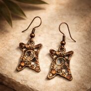 KOLCZYKI WISZĄCE GWIAZDY VINTAGE BRĄZOWE 0605-30 - 3