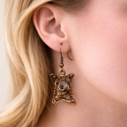 KOLCZYKI WISZĄCE GWIAZDY VINTAGE BRĄZOWE 0605-30 - 2