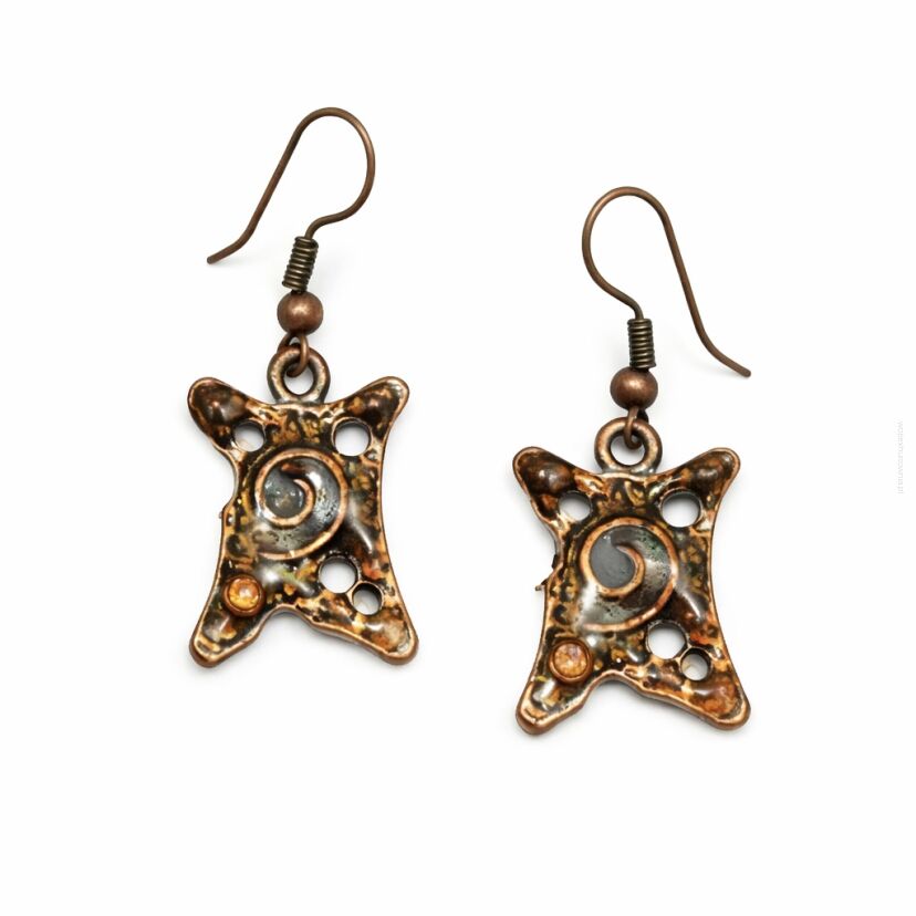 KOLCZYKI WISZĄCE GWIAZDY VINTAGE BRĄZOWE 0605-30