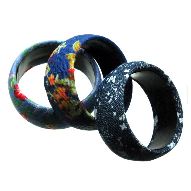 BRANSOLETKI  SZEROKIE OBSZYTE MATERIAŁEM 3 SZTUKI                                                                        (0665-163 SA)