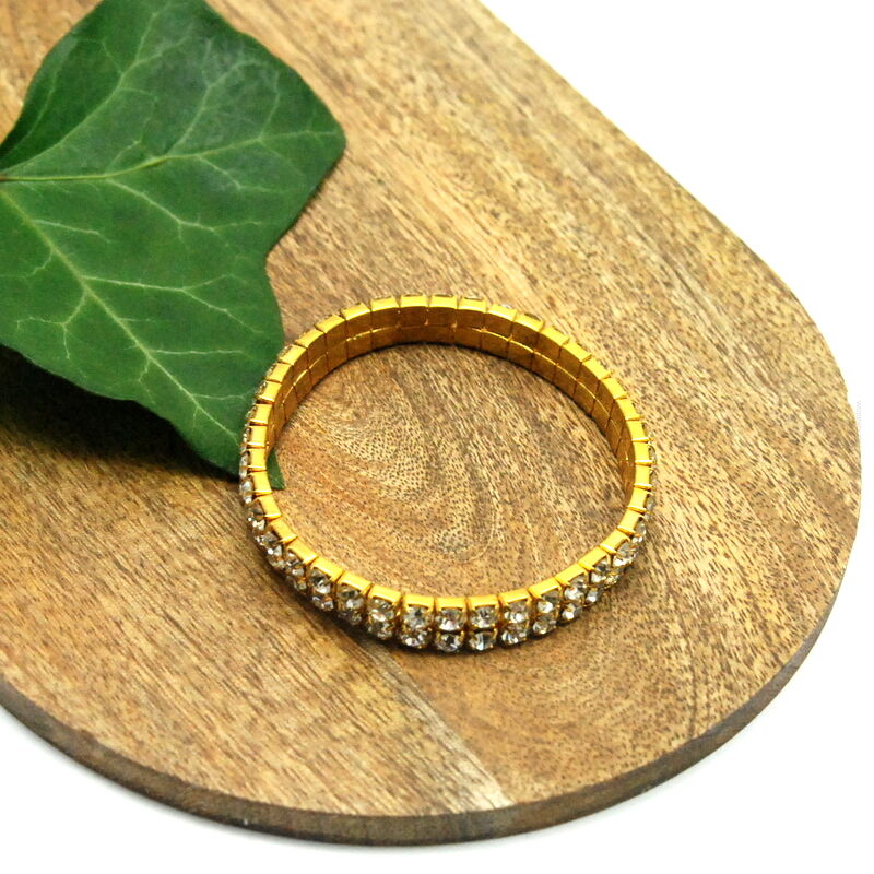 BRANSOLETKA DWURZĘDOWA Z CYRKONIAMI                                  (BROZ-12 SAH)