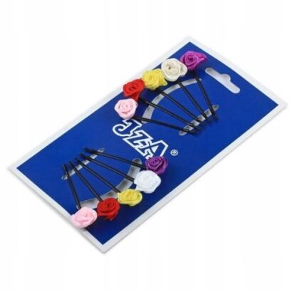 IZA WSUWKI DO WŁOSÓW CZARNE WIELOKOLOROWE RÓŻYCZKI (10 SZT) FBMW/MIX/10