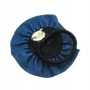 BROSZKI / GUMKI DO WLOSÓW  KWIATY  Z MATERIAŁU NIEBIESKIE 2 SZTUKI 0615-806 - 3