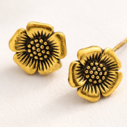 KOLCZYKI KWIATKI POSTARZANE ZŁOTO NA PALETCE (12 PAR) 0604-05 - 2