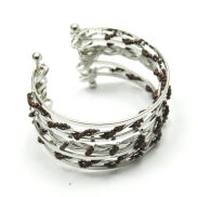 BRANSOLETKA METALOWA Z BRĄZOWYMI KORALIKAMI                                                          (7B354B-2) - 2