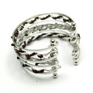 BRANSOLETKA METALOWA Z BRĄZOWYMI KORALIKAMI                                                          (7B354B-2) - 3