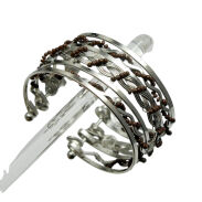 BRANSOLETKA METALOWA Z BRĄZOWYMI KORALIKAMI                                                          (7B354B-2) - 4