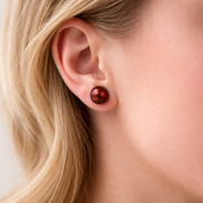 KOLCZYKI KULKI KLASYCZNE CIEMNOBRĄZOWE 0615-8 - 2