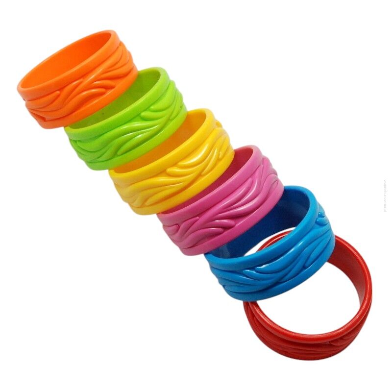 BRANSOLETKI PLASTIKOWE KOLOROWE SZEROKIE 6 SZTUK                                                                   (6817 SAM)