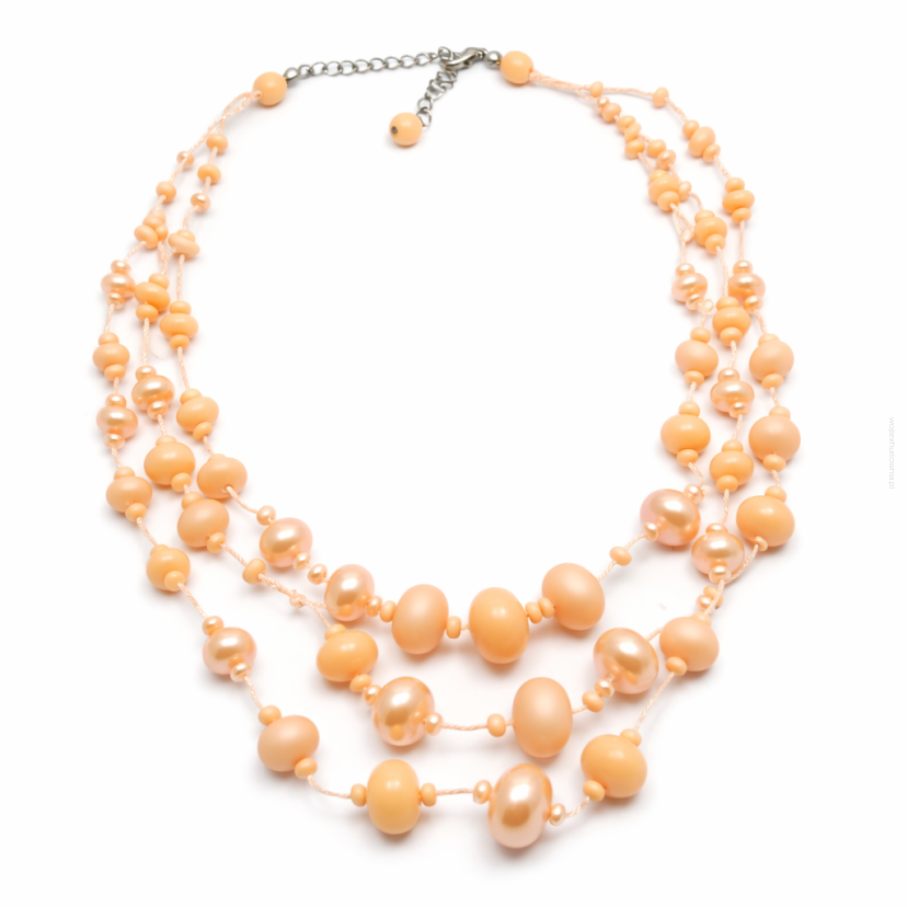 NASZYJNIK / WISIOREK Z BRZOSKWINIOWYMI KORALIKAMI (N-0602/5/3R A SAM C)